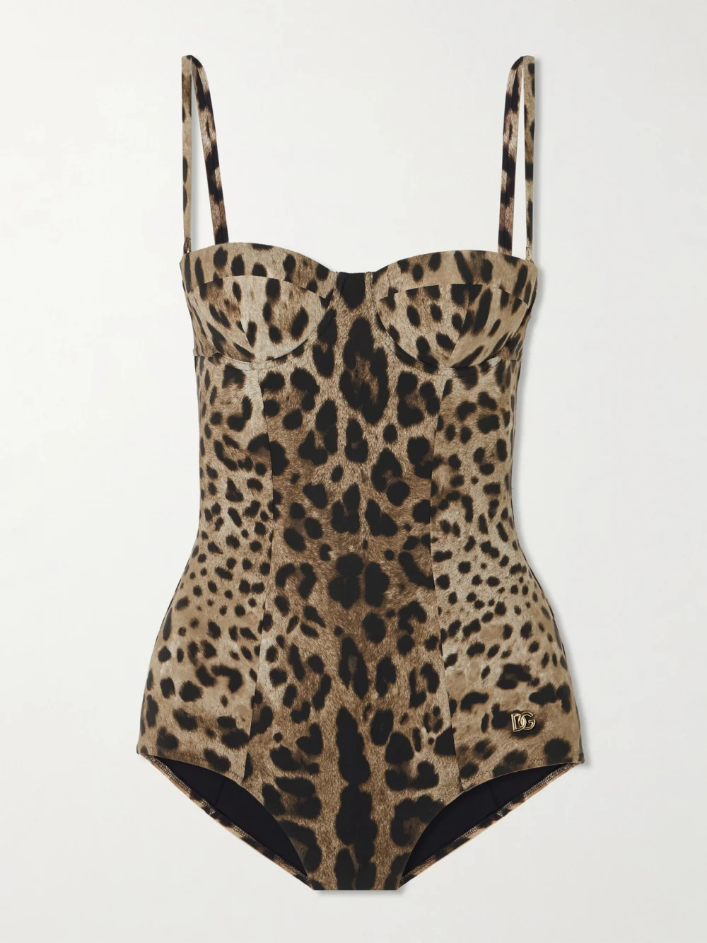 Dolce & Gabbana Embellished Leopard-print Underwired Swimsuit in leopard print