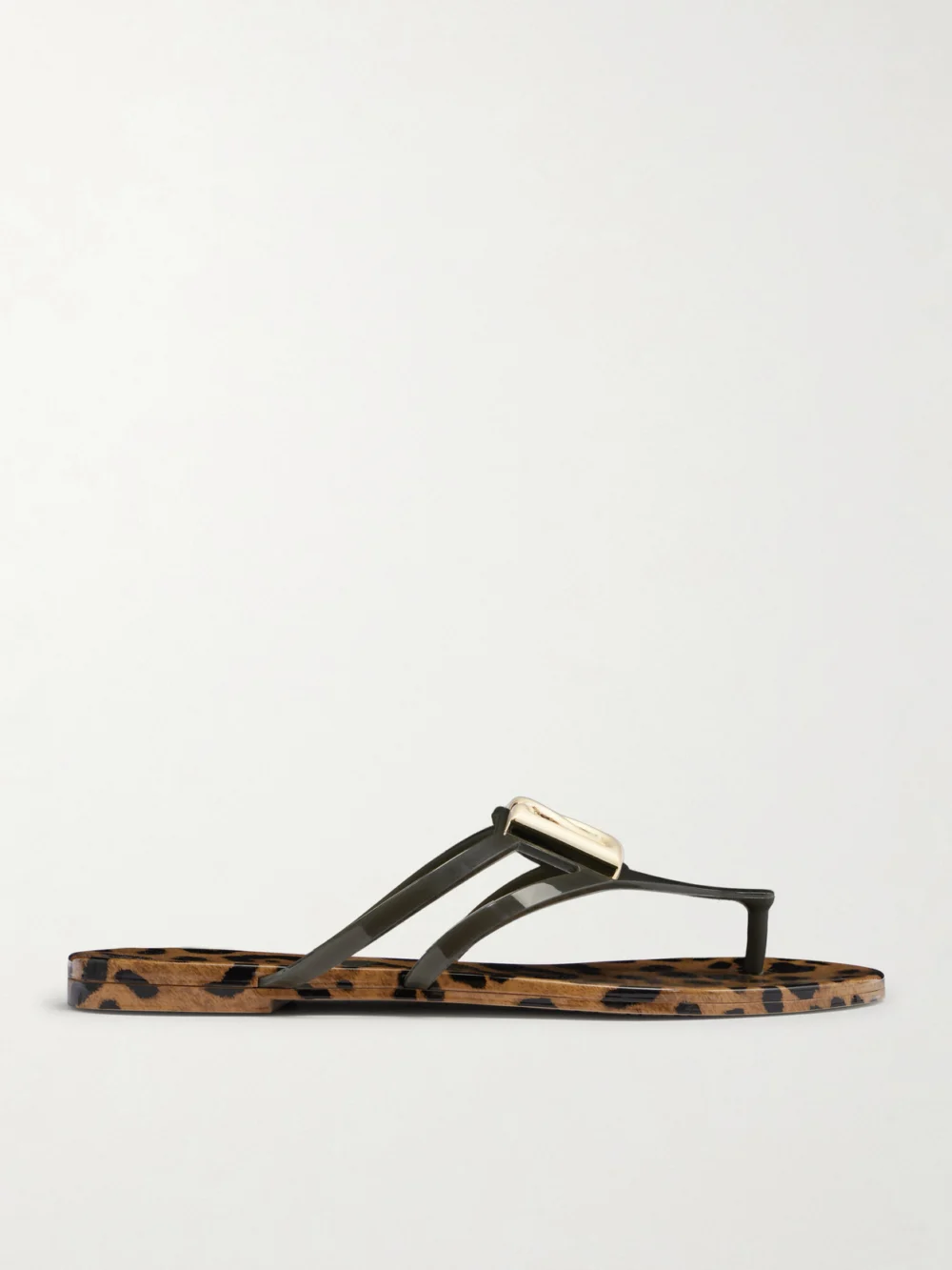 Dolce & Gabbana Embellished Rubber Sandals in leopard print