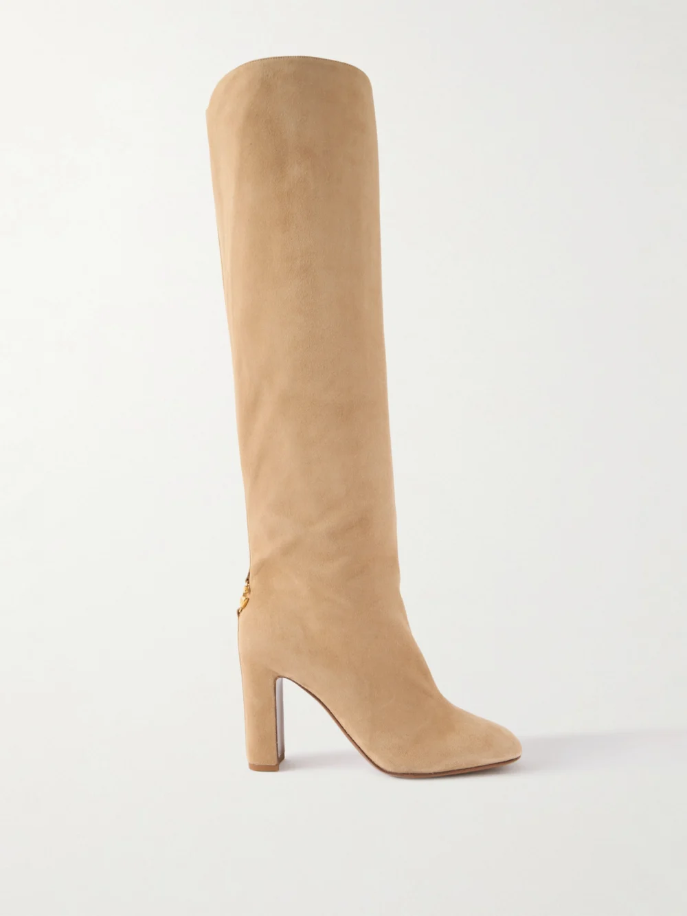 Dolce & Gabbana Embellished Suede Knee Boots in beige