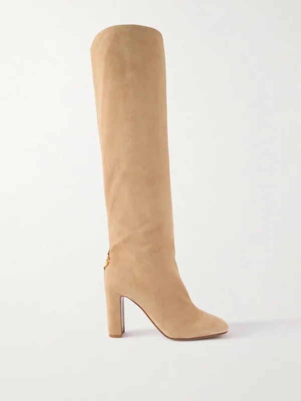 Dolce & Gabbana Embellished Suede Knee Boots
