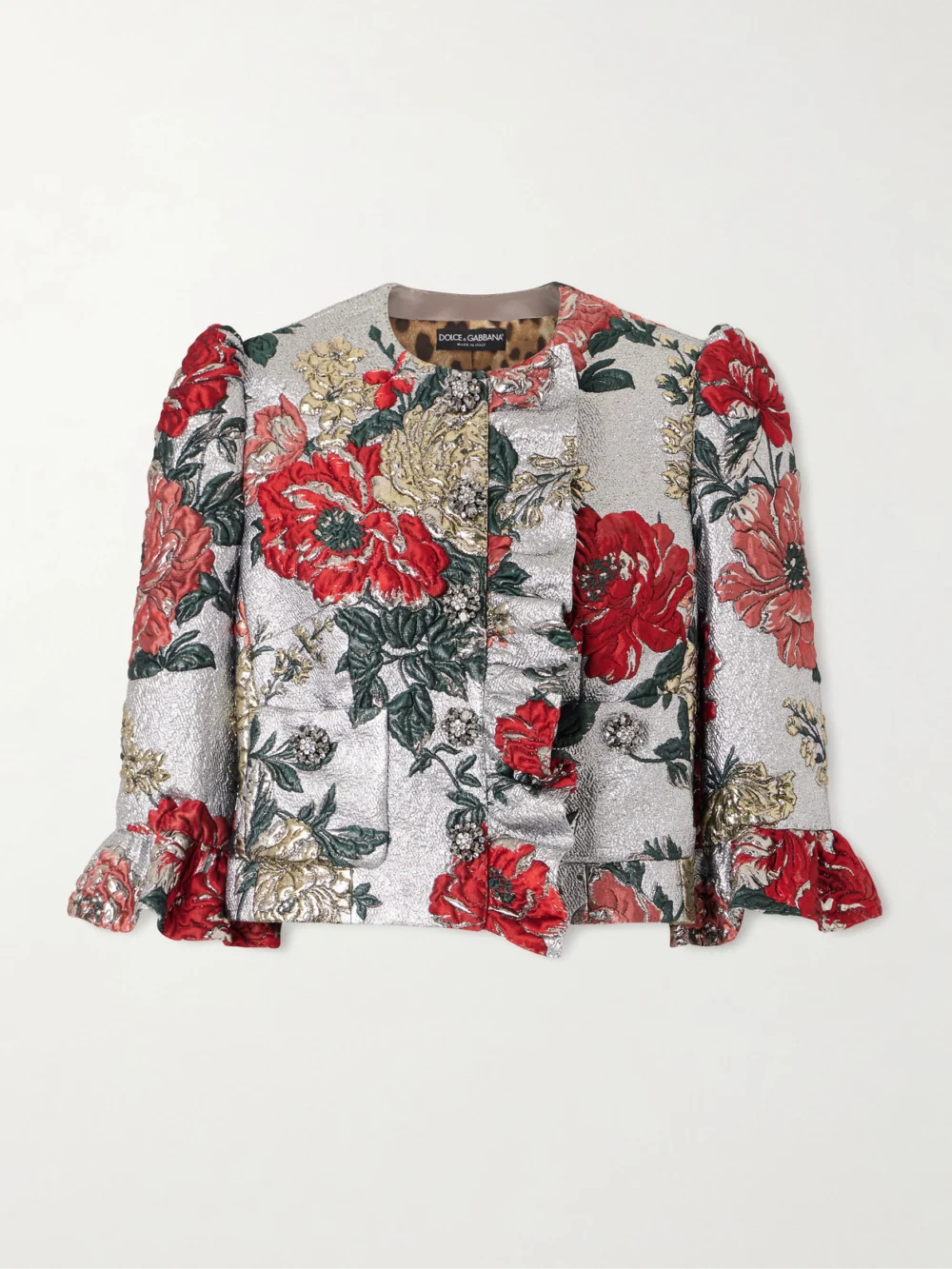 Dolce & Gabbana Floral-embroidered Jacquard-lamé Jacket in multi