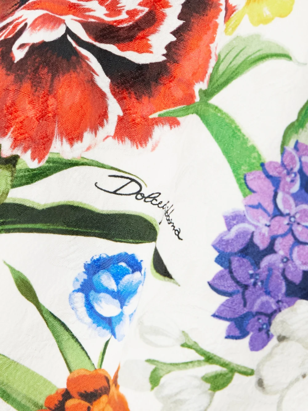 Close-up detail of the Dolce & Gabbana Floral-print Cotton-blend Jacquard Mini Dress