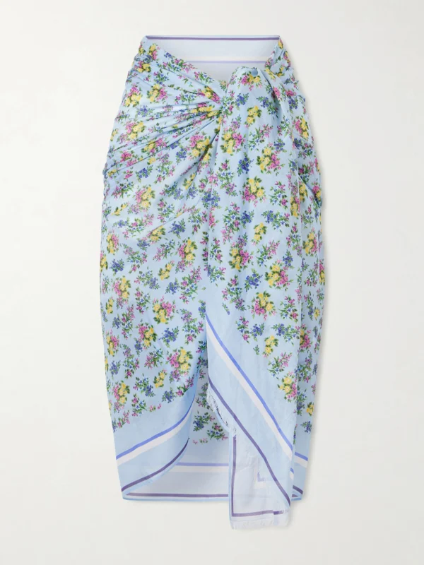 Dolce & Gabbana Floral-print Fringed Cotton-voile Coverup