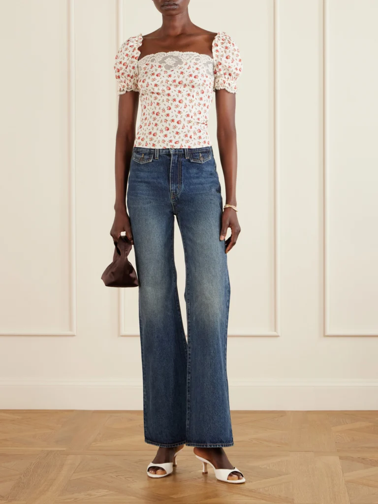 Dolce & Gabbana Floral-print Lace-trimmed Silk-blend Blouse