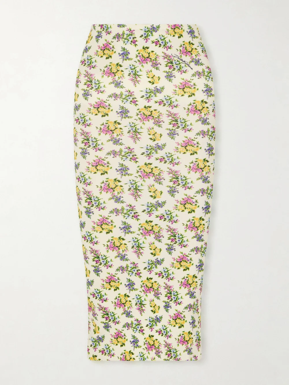 Dolce & Gabbana Floral-print Ribbed-knit Midi Skirt in yellow