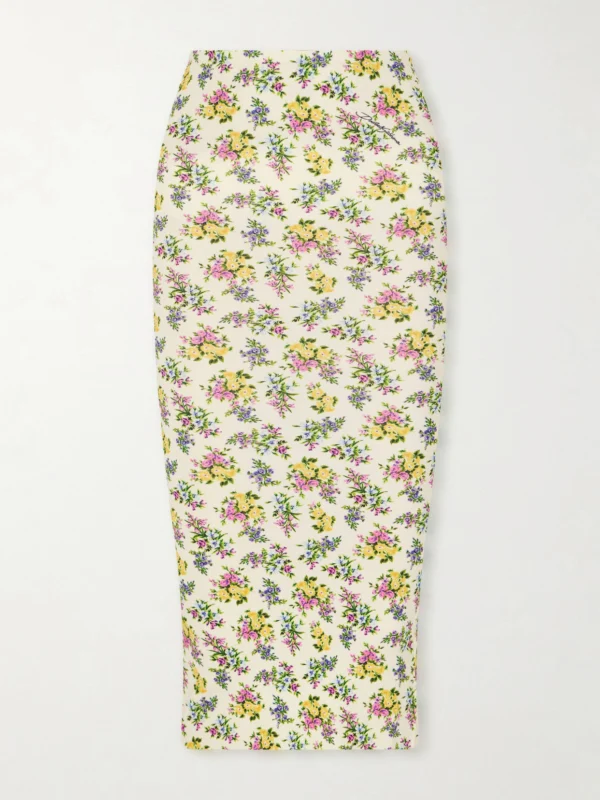 Dolce & Gabbana Floral-print Ribbed-knit Midi Skirt