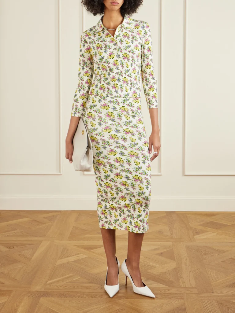 Dolce & Gabbana Floral-print Ribbed-knit Midi Skirt