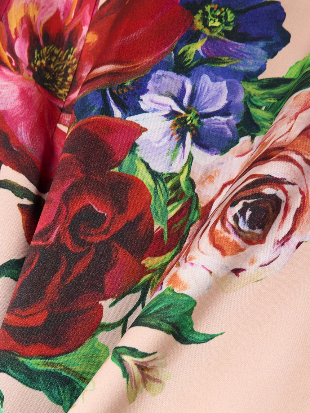 Close-up detail of the Dolce & Gabbana Floral-print Satin Midi Dress