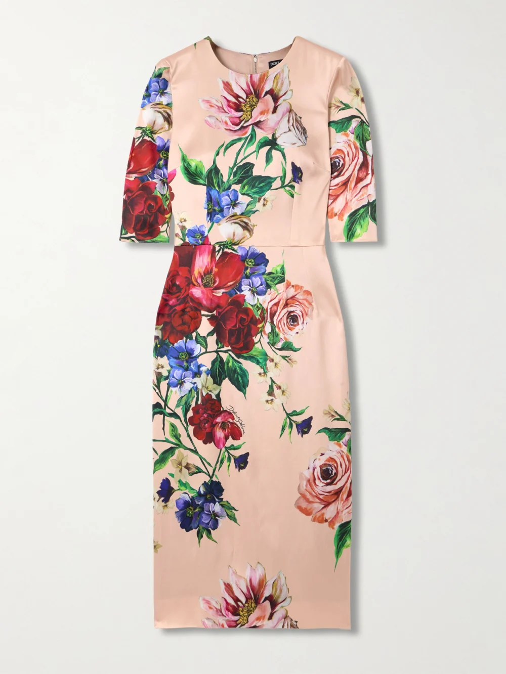 Dolce & Gabbana Floral-print Satin Midi Dress in pink