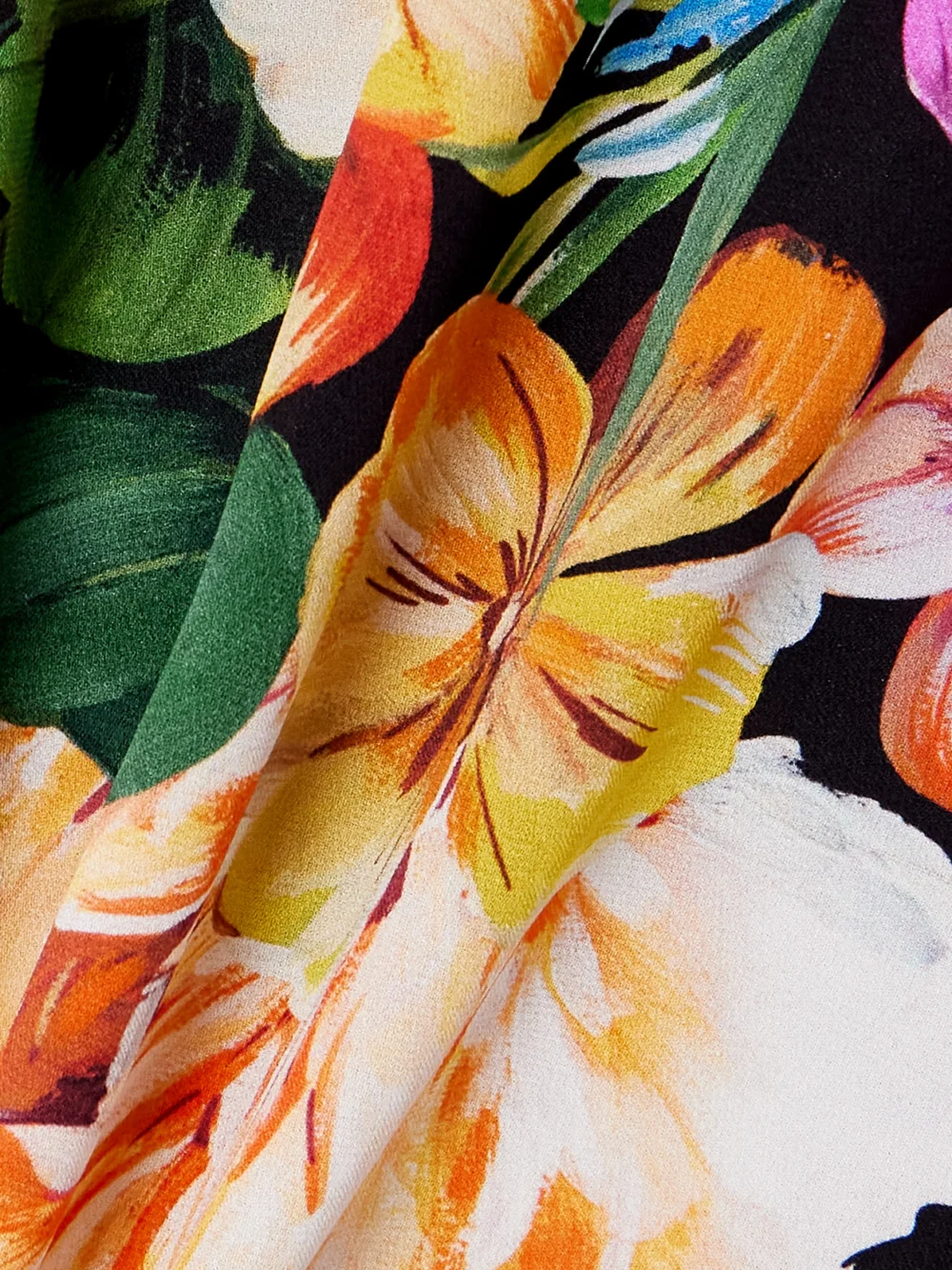 Close-up detail of the Dolce & Gabbana Floral-print Silk-blend Charmeuse Skinny Pants