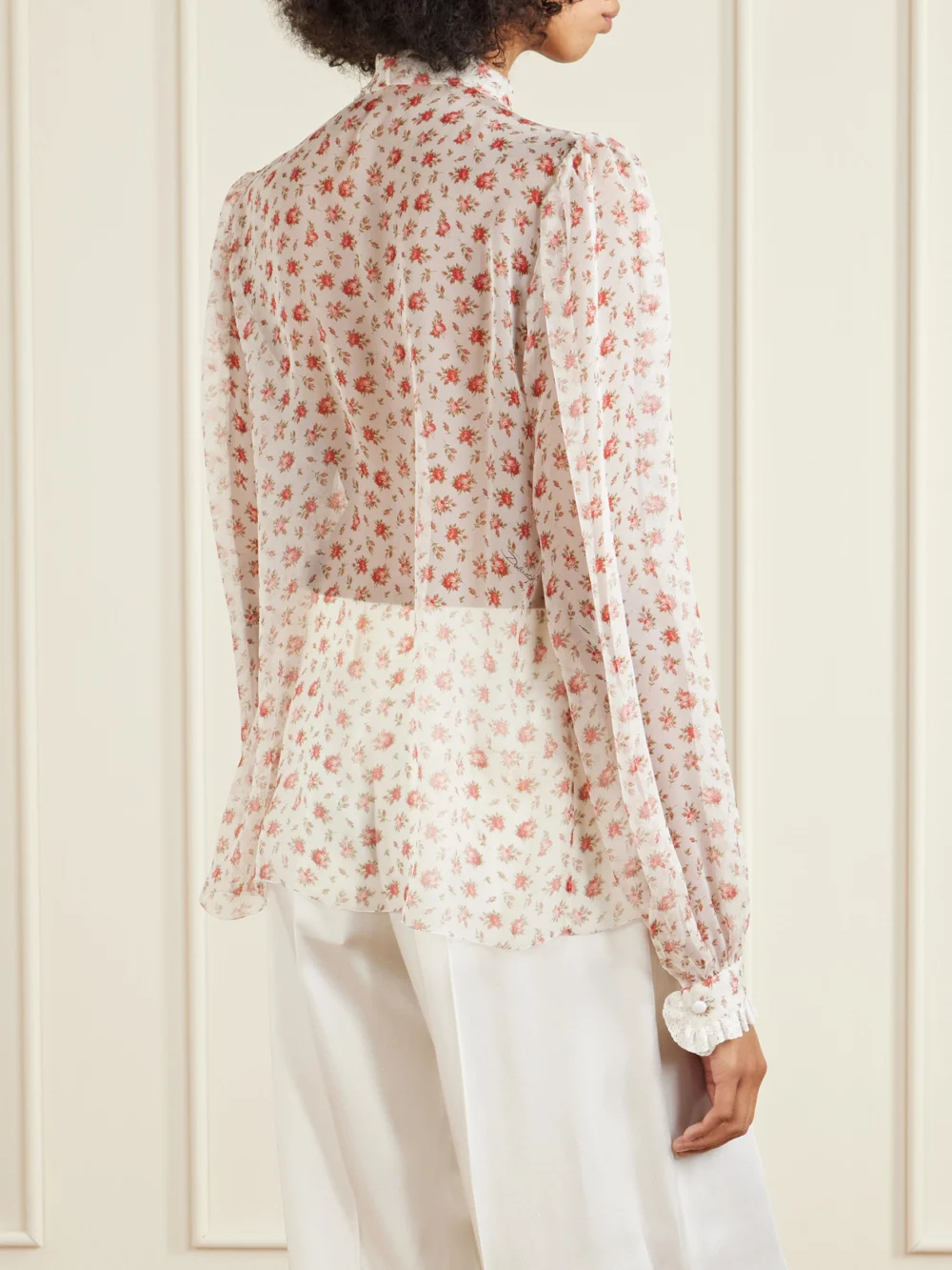 Back view of the Dolce & Gabbana Floral-print Silk-blend Chiffon Blouse