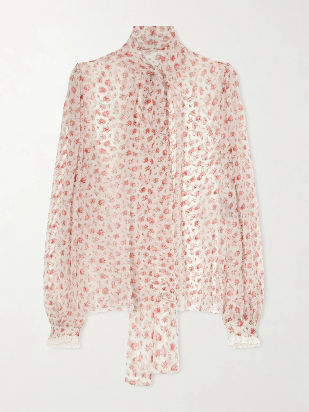 Dolce & Gabbana Floral-print Silk-blend Chiffon Blouse in white