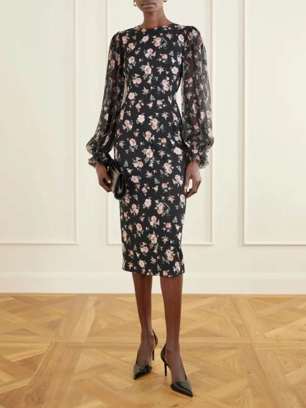Dolce & Gabbana Floral-print Silk-blend Satin and Chiffon Dress