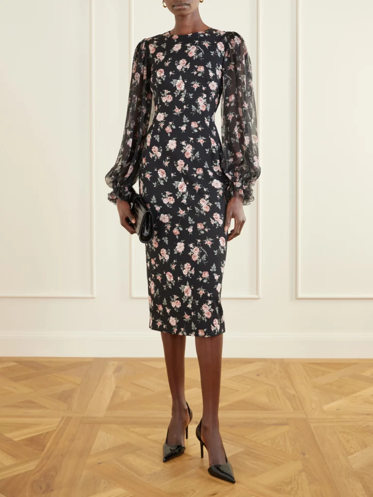 Dolce & Gabbana Floral-print Silk-blend Satin and Chiffon Dress