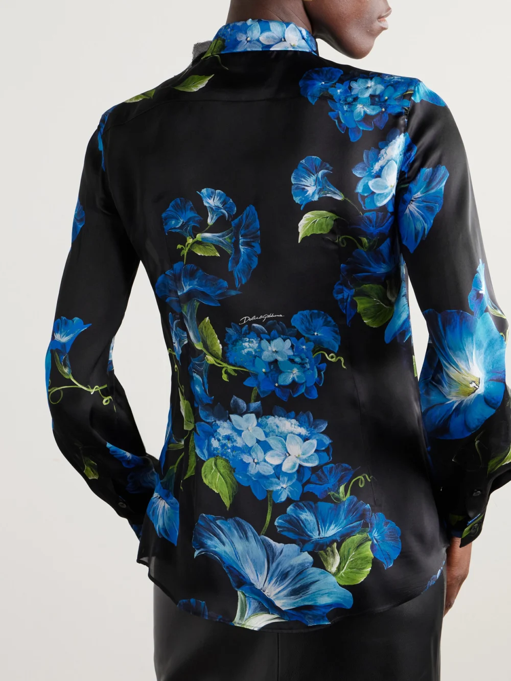 Back view of the Dolce & Gabbana Floral-print Silk Blouse
