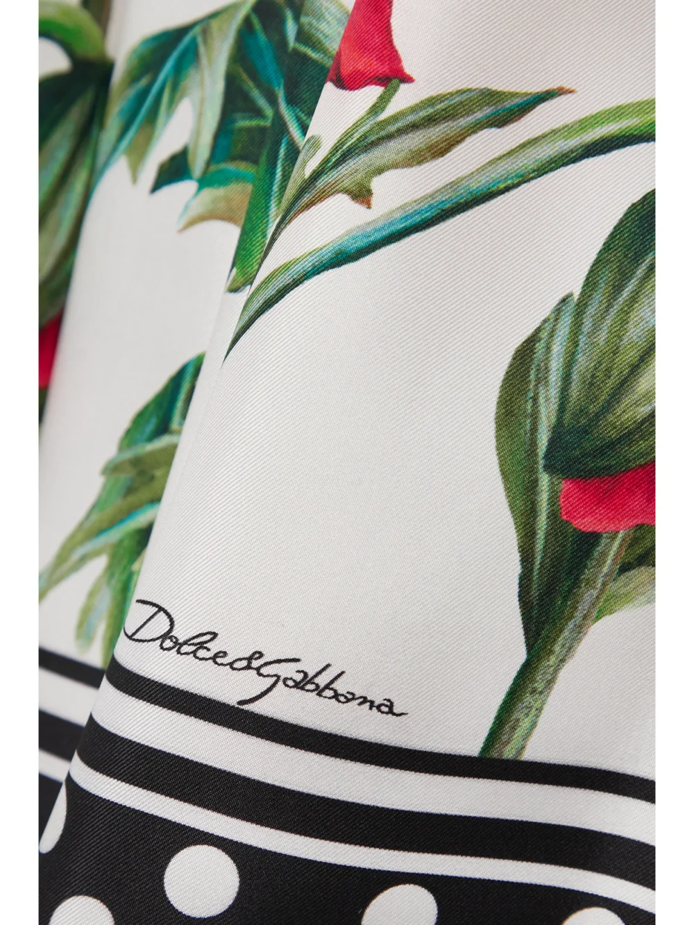 Close-up detail of the Dolce & Gabbana Floral-print Silk Midi Skirt