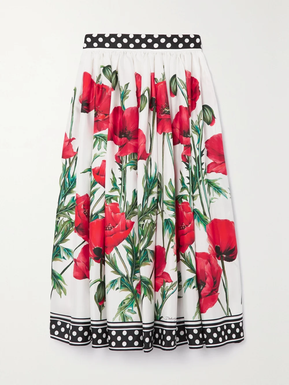 Dolce & Gabbana Floral-print Silk Midi Skirt in red