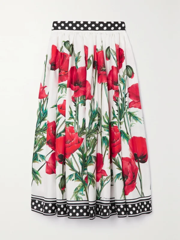 Dolce & Gabbana Floral-print Silk Midi Skirt