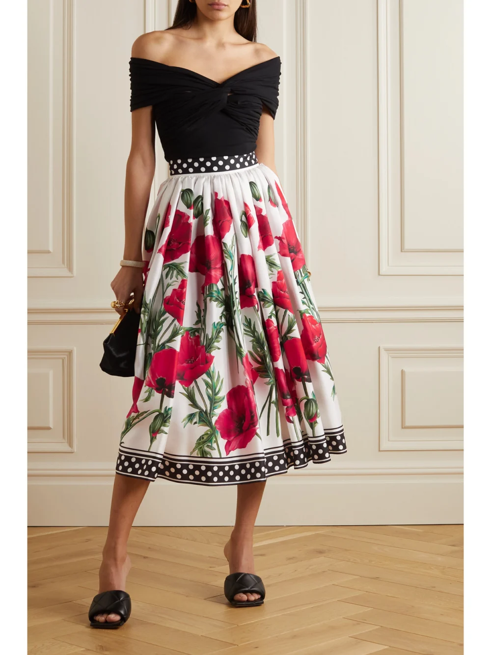Dolce & Gabbana Floral-print Silk Midi Skirt, worn by a model