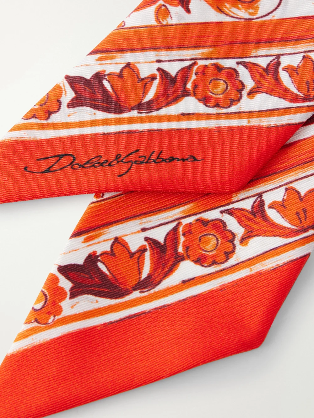 Close-up detail of the Dolce & Gabbana Floral-print Silk-twill Scarf