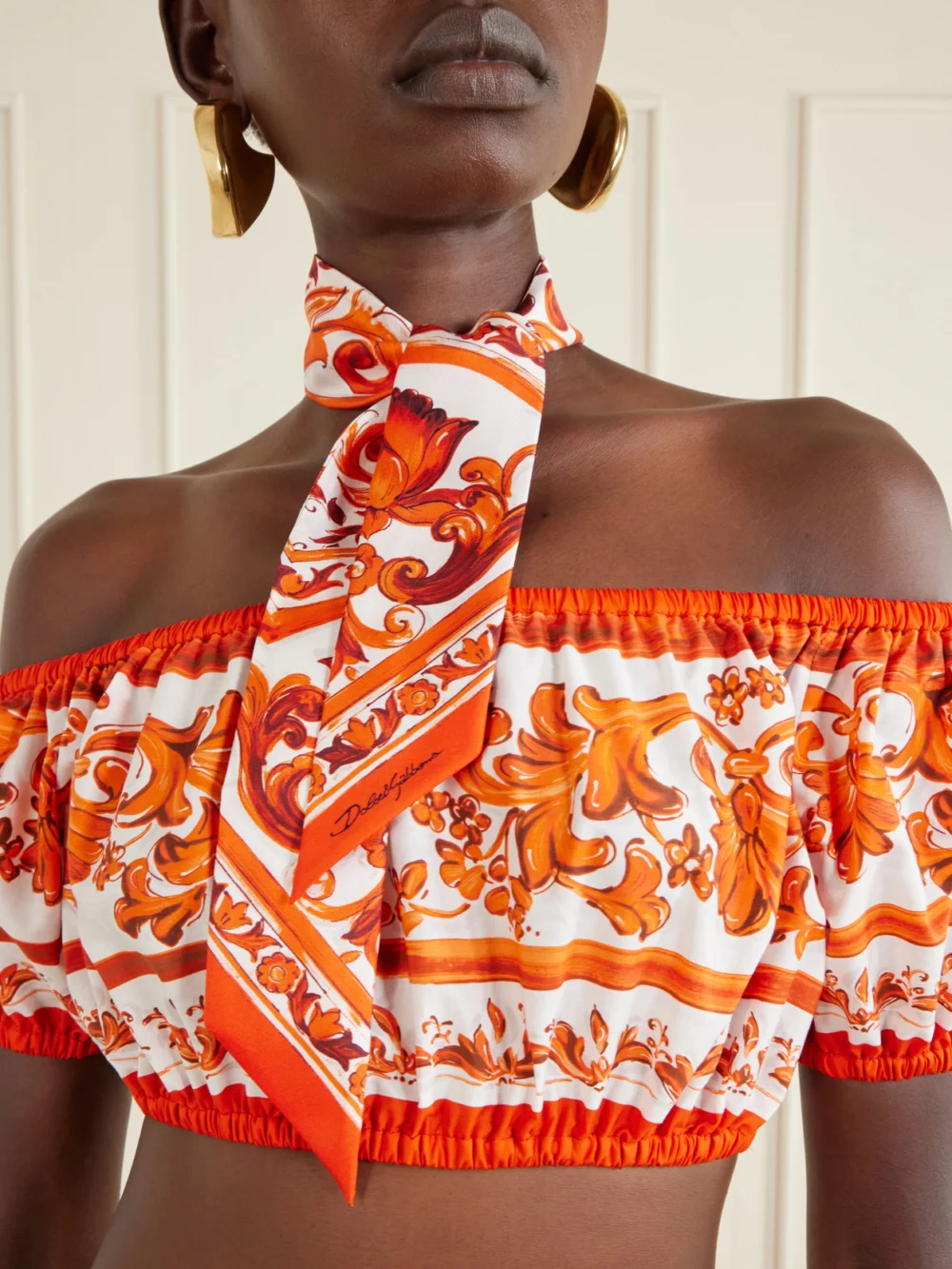 Dolce & Gabbana Floral-print Silk-twill Scarf, styled view