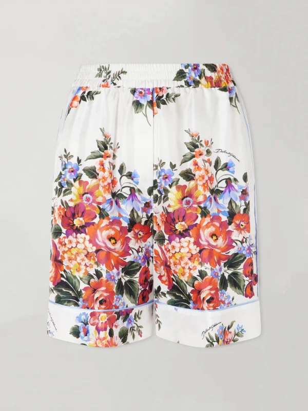 Dolce & Gabbana Floral-print Silk-twill Shorts