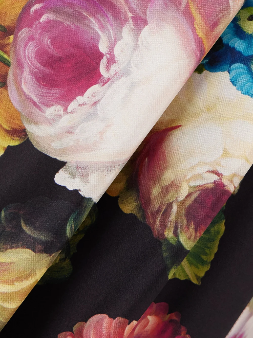 Close-up detail of the Dolce & Gabbana Floral-print Silk-twill Wide-leg Pants