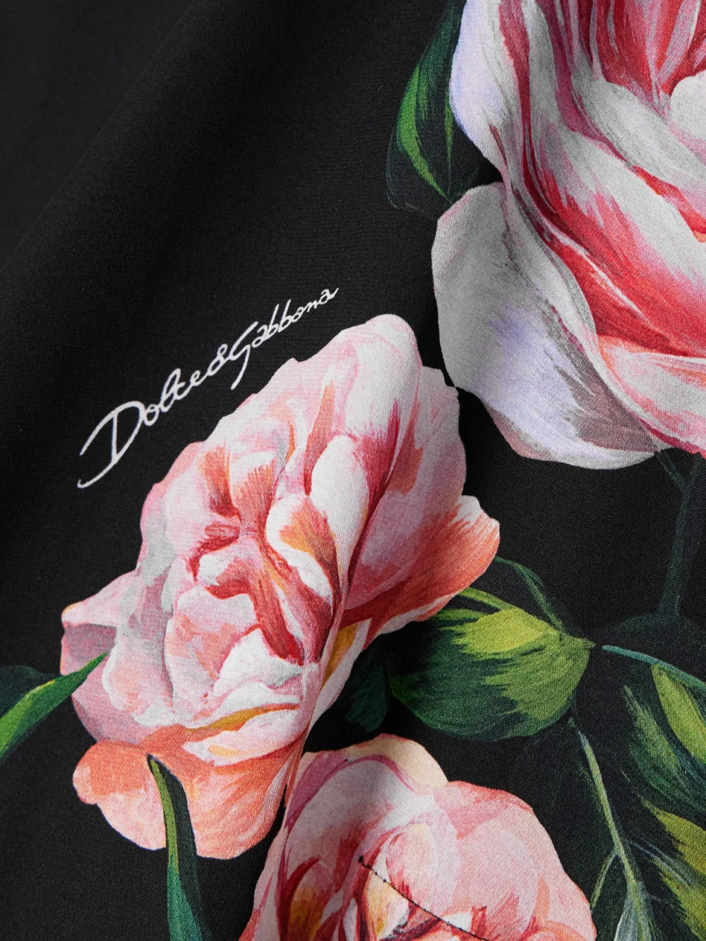 Close-up detail of the Dolce & Gabbana Floral-print Stretch-silk Charmeuse Dress