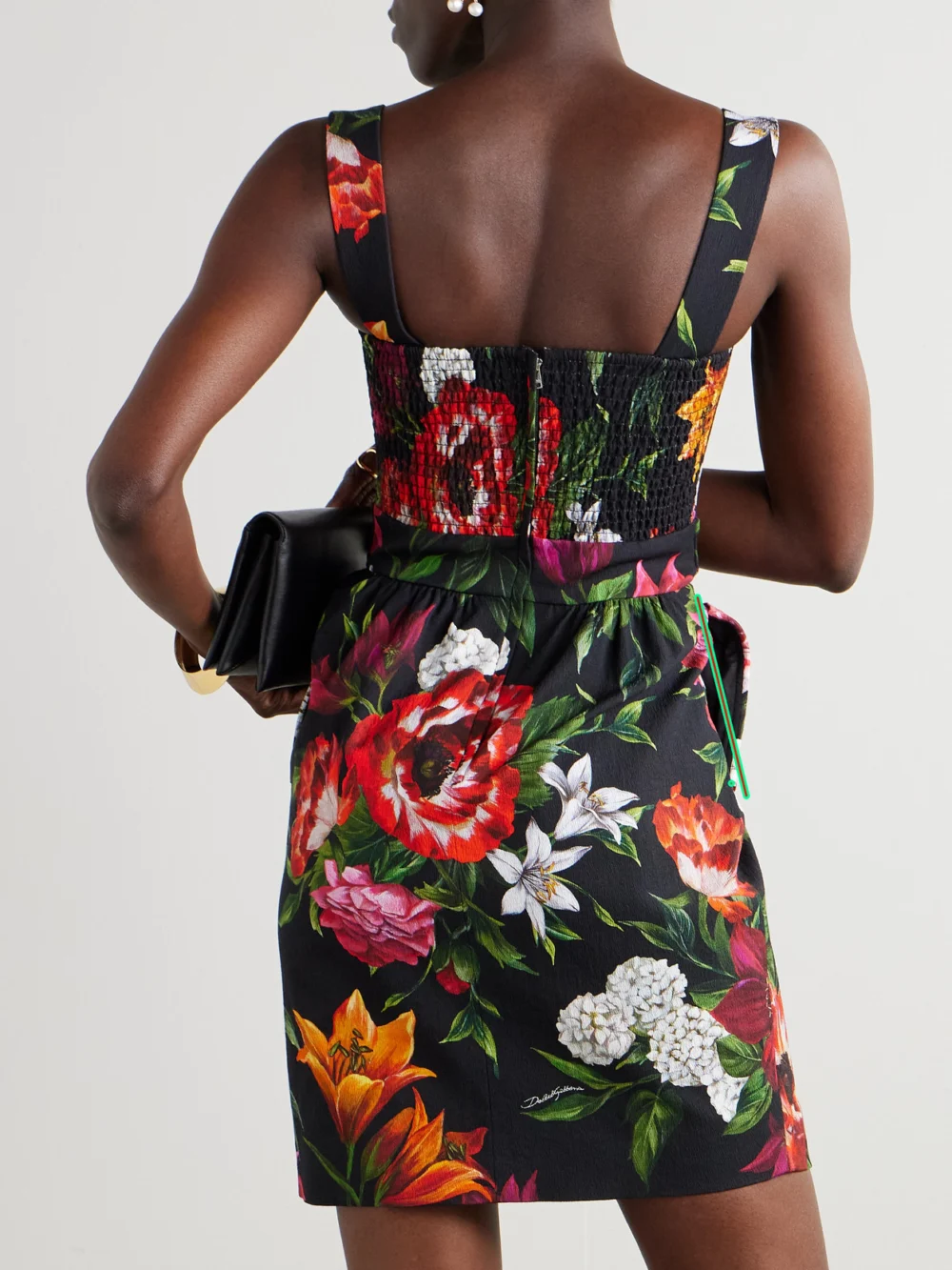 Back view of the Dolce & Gabbana Floral-print Woven Mini Dress