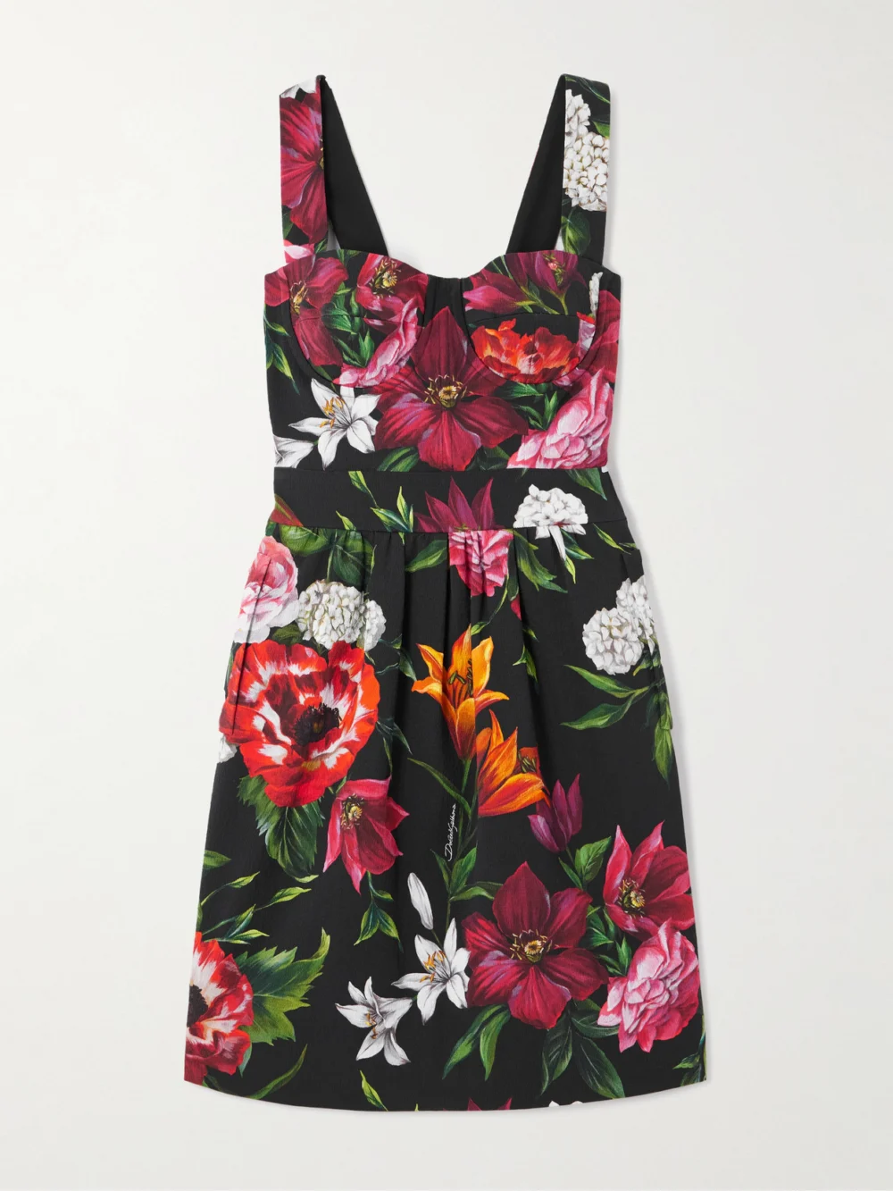Dolce & Gabbana Floral-print Woven Mini Dress in black