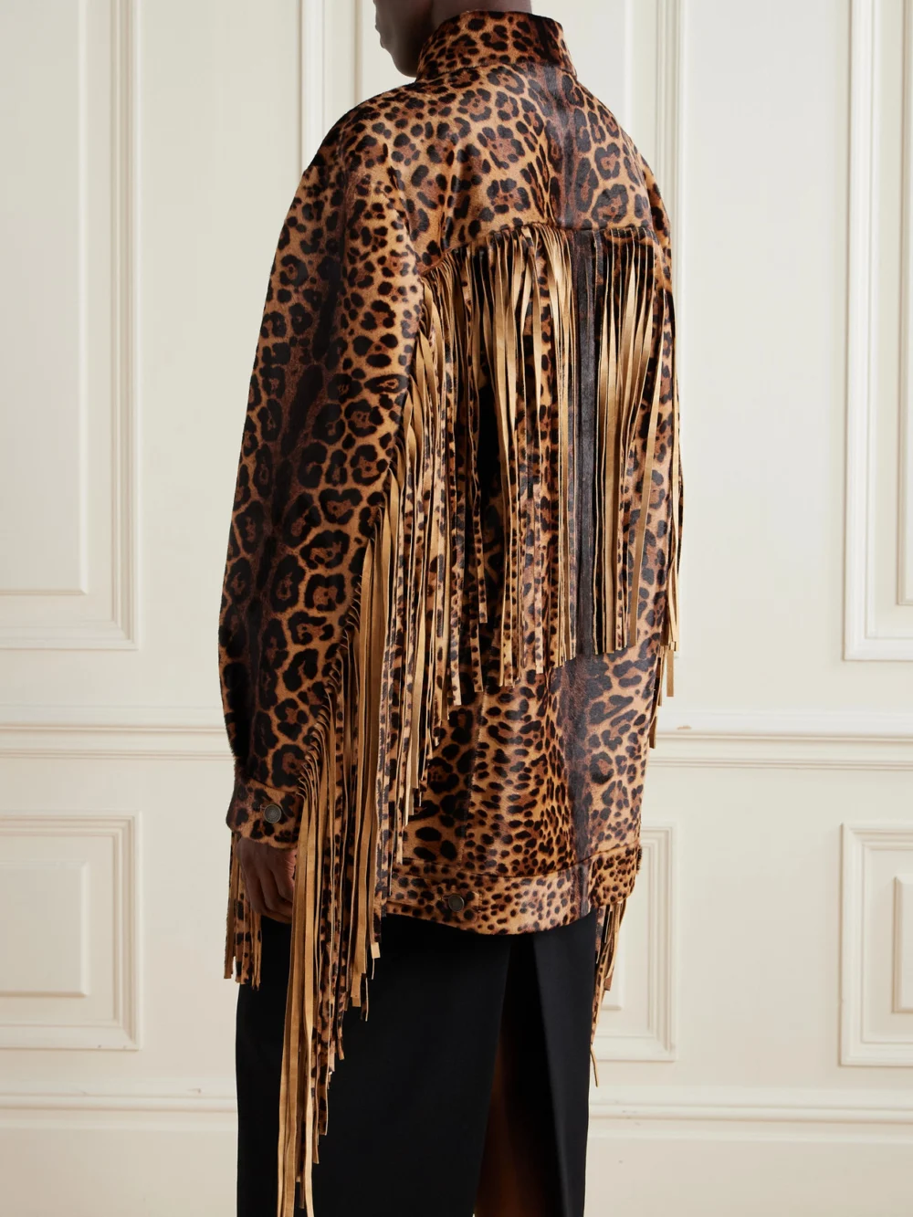 Back view of the Dolce & Gabbana Fringed Leopard-print Calf Hair Jacket