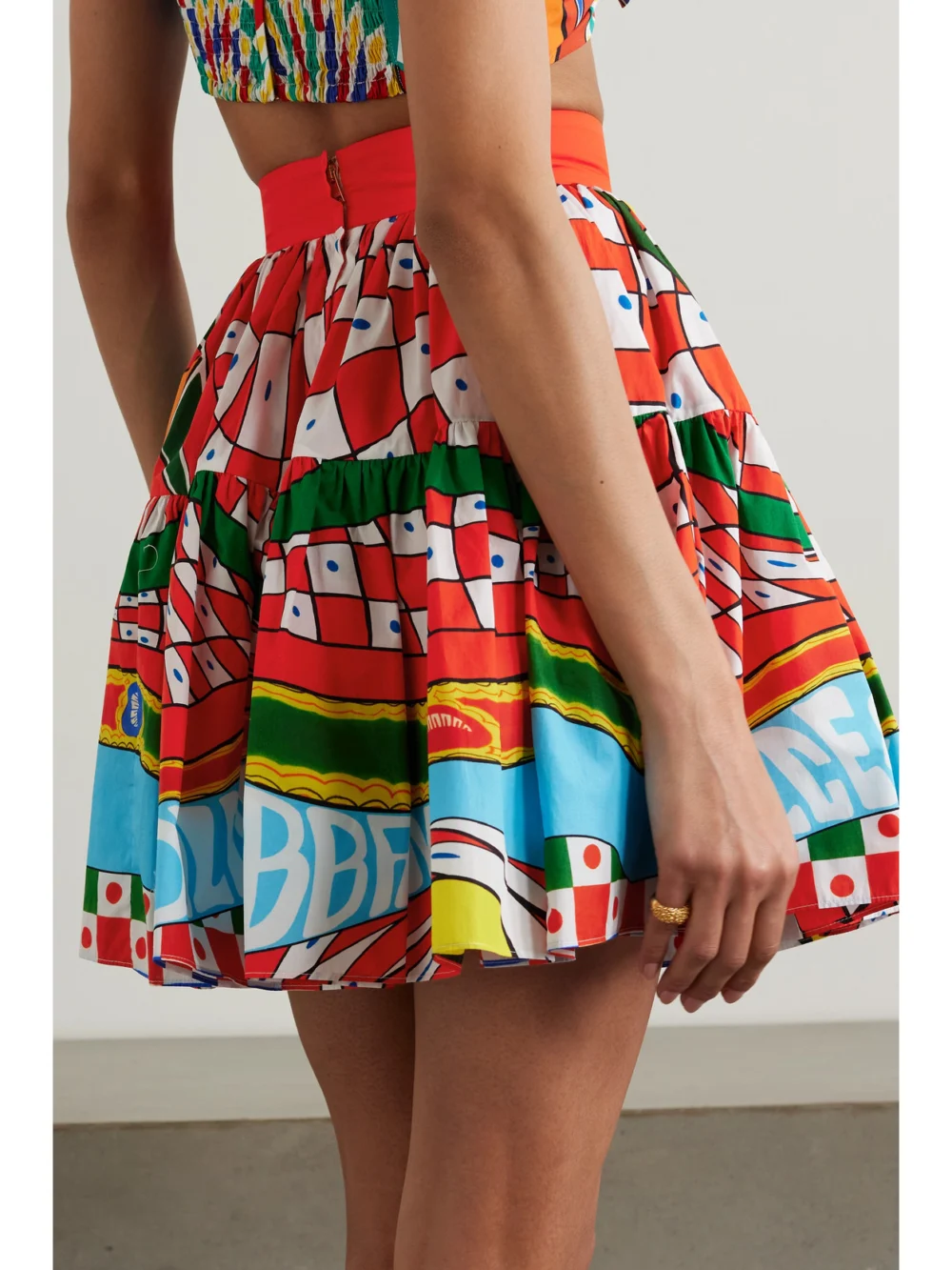 Back view of the Dolce & Gabbana Gathered Printed Cotton-poplin Mini Skirt