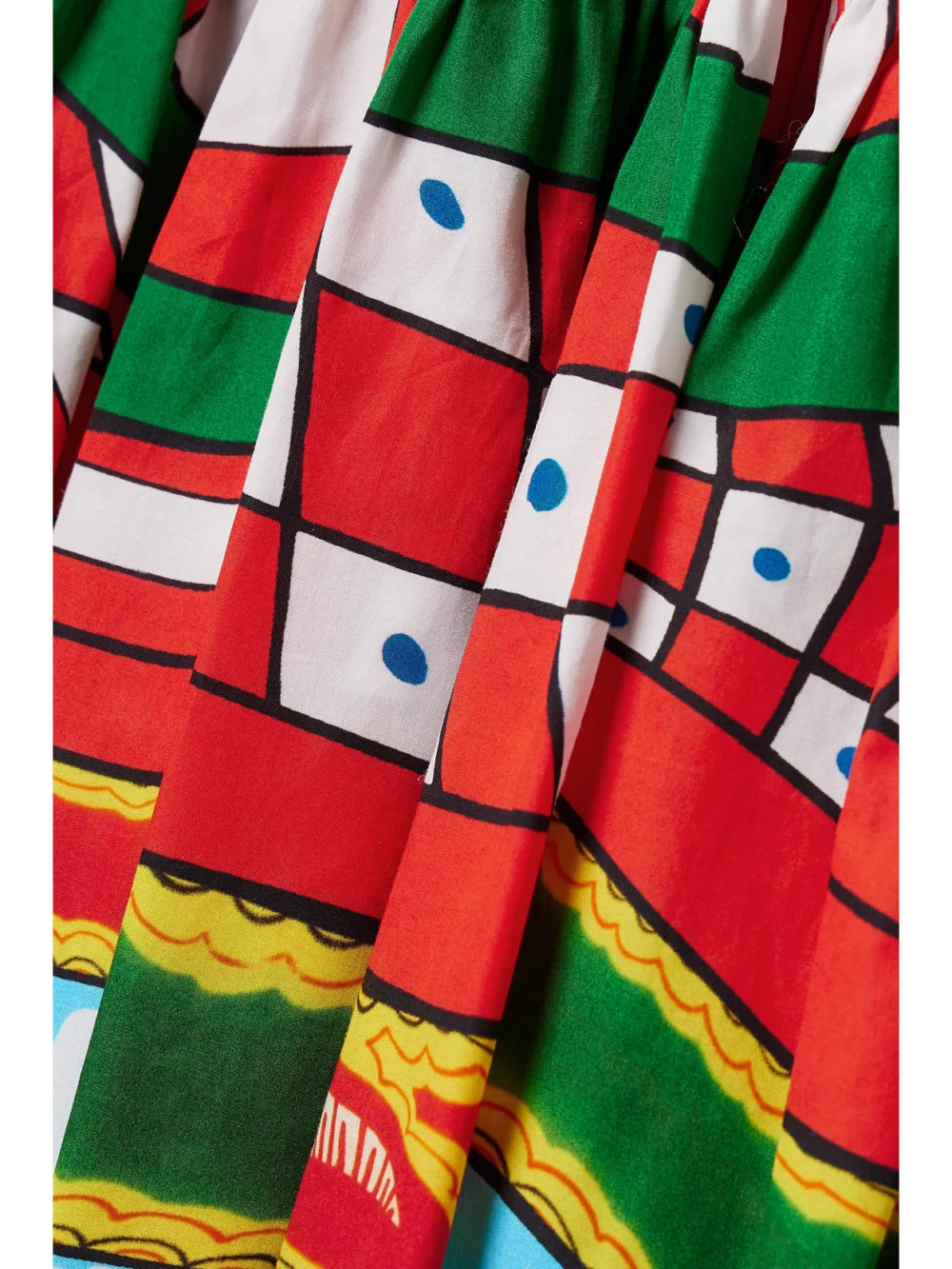 Close-up detail of the Dolce & Gabbana Gathered Printed Cotton-poplin Mini Skirt