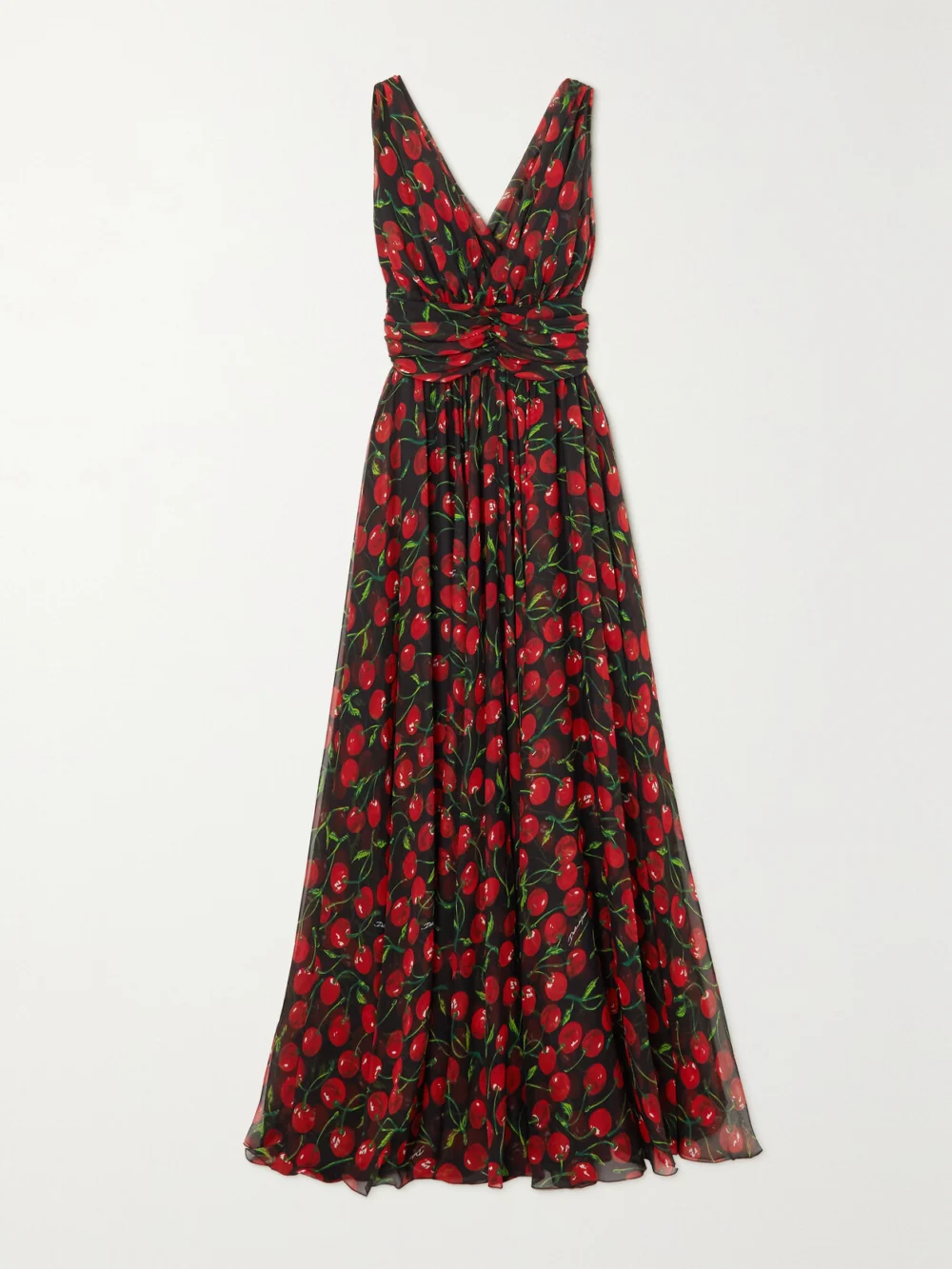 Dolce & Gabbana Gathered Printed Silk-blend Chiffon Maxi Dress in it42