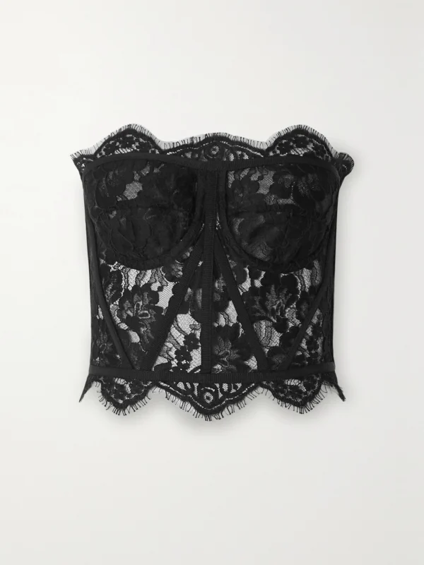 Dolce & Gabbana Grosgrain-trimmed Lace Bustier Top