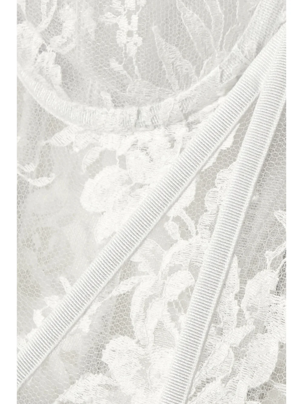 Close-up detail of the Dolce & Gabbana Grosgrain-trimmed Lace Bustier Top