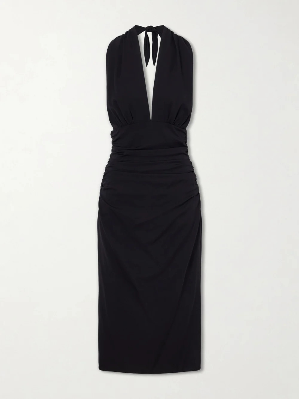Dolce & Gabbana Halterneck Backless Silk-blend Midi Dress in black