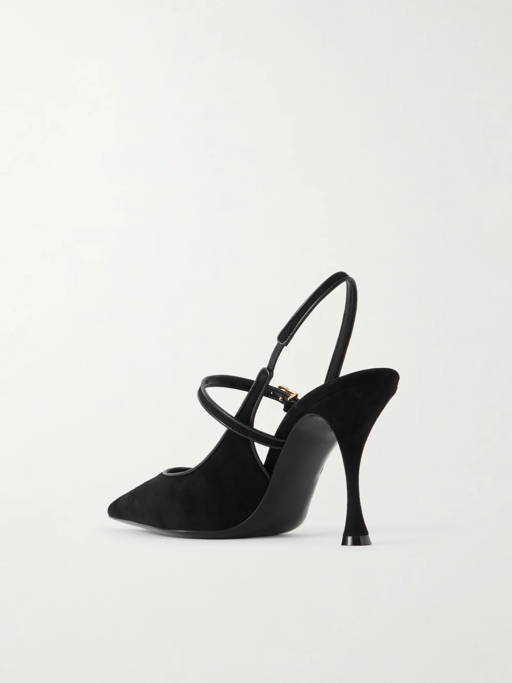 Back view of the Dolce & Gabbana Italian Tailoring Leather-trimmed Suede Slingback Pumps