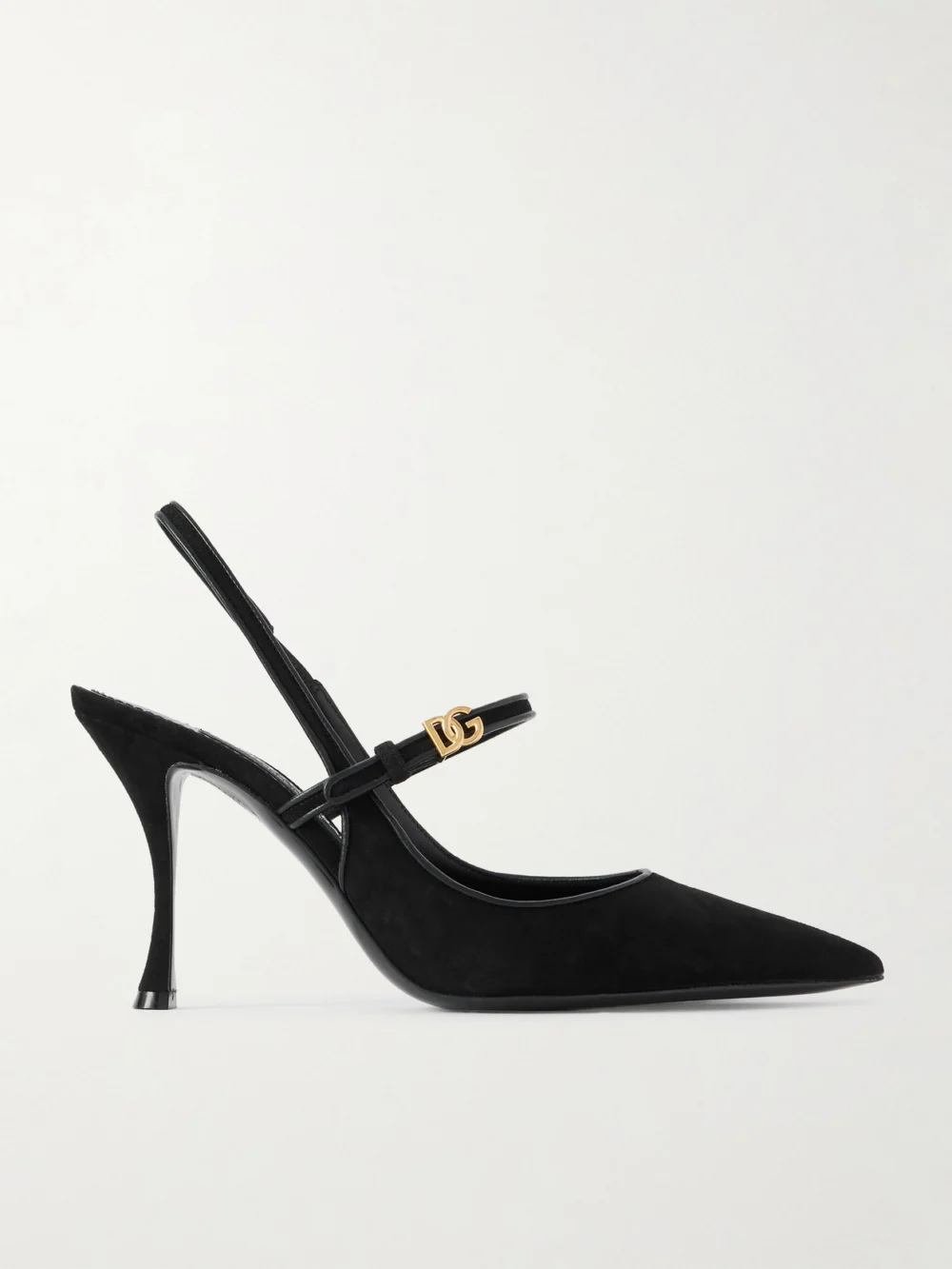 Dolce & Gabbana Italian Tailoring Leather-trimmed Suede Slingback Pumps in black