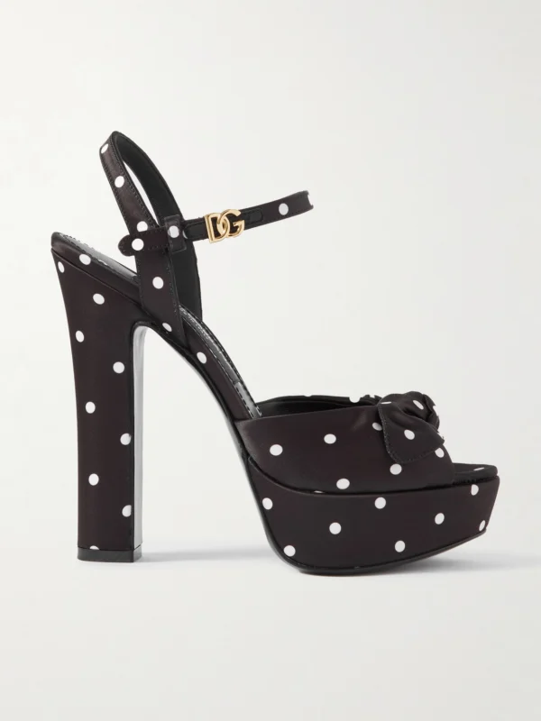 Dolce & Gabbana Keira Embellished Polka-dot Satin Sandals