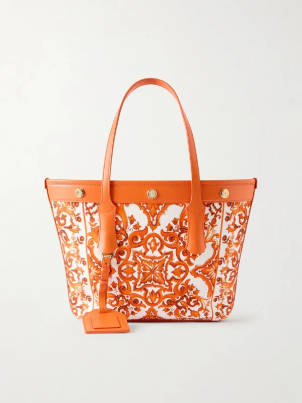 Dolce & Gabbana Kendra Printed Logo-embellished Leather-trimmed Canvas Shoulder Bag