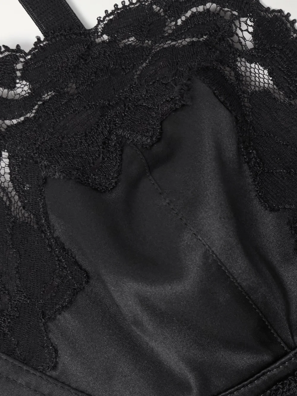 Close-up detail of the Dolce & Gabbana Lace and Stretch-silk Satin Balconette Bralette