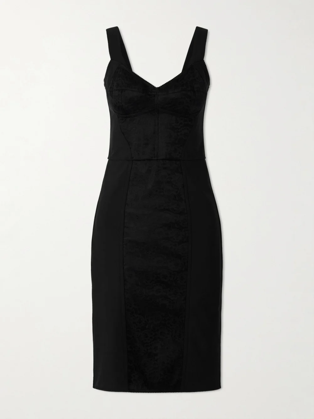 Dolce & Gabbana Lace-paneled Jersey Midi Dress in black