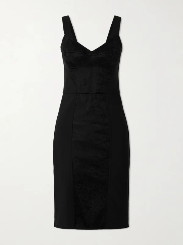 Dolce & Gabbana Lace-paneled Jersey Midi Dress