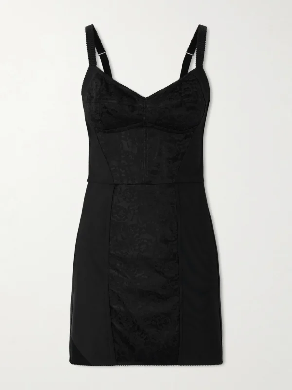 Dolce & Gabbana Lace-paneled Jersey Mini Dress