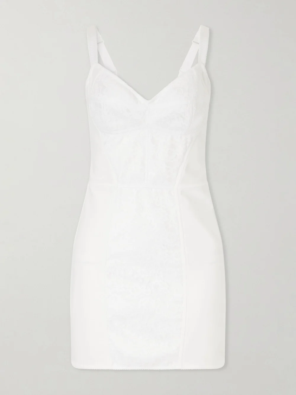 Dolce & Gabbana Lace-paneled Jersey Mini Dress in white