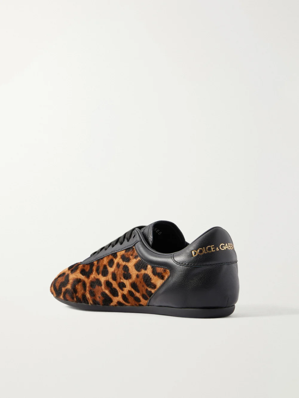 Back view of the Dolce & Gabbana Leather-trimmed Leopard-print Plush Sneakers