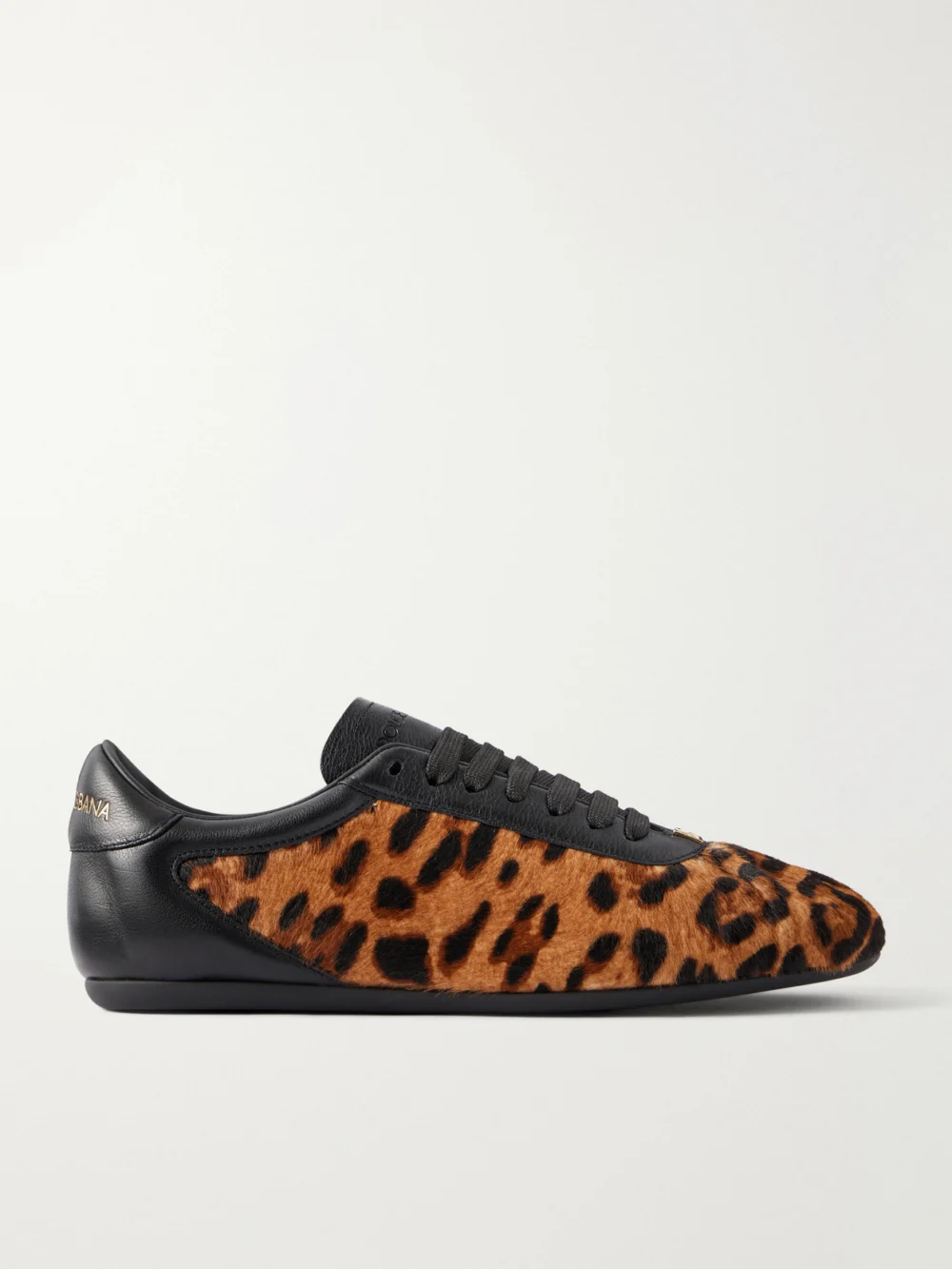Dolce & Gabbana Leather-trimmed Leopard-print Plush Sneakers in leopard print