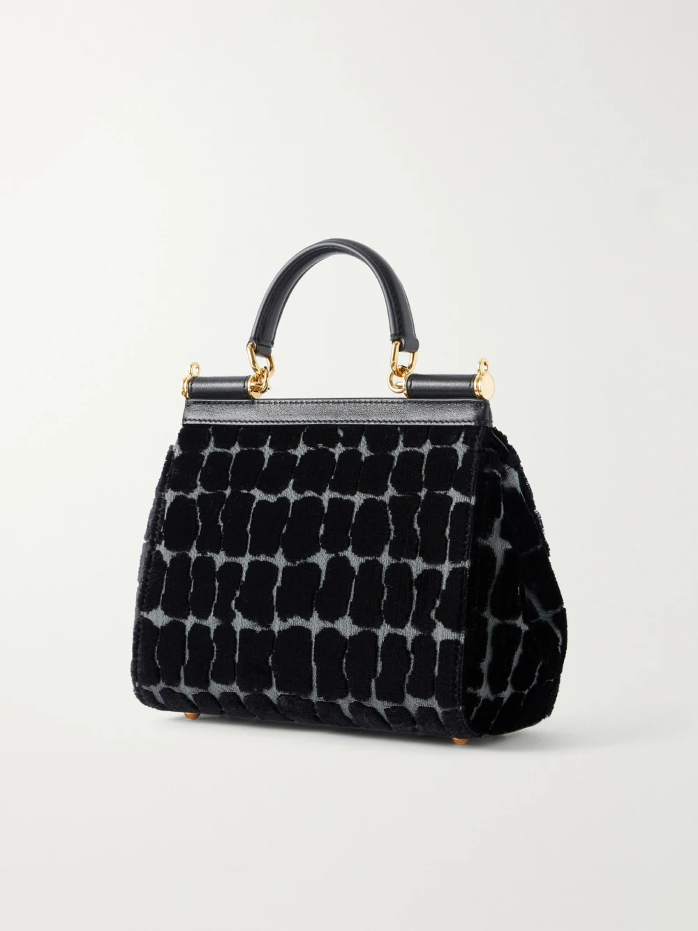 Back view of the Dolce & Gabbana Leather-trimmed Velvet Top-handle Bag
