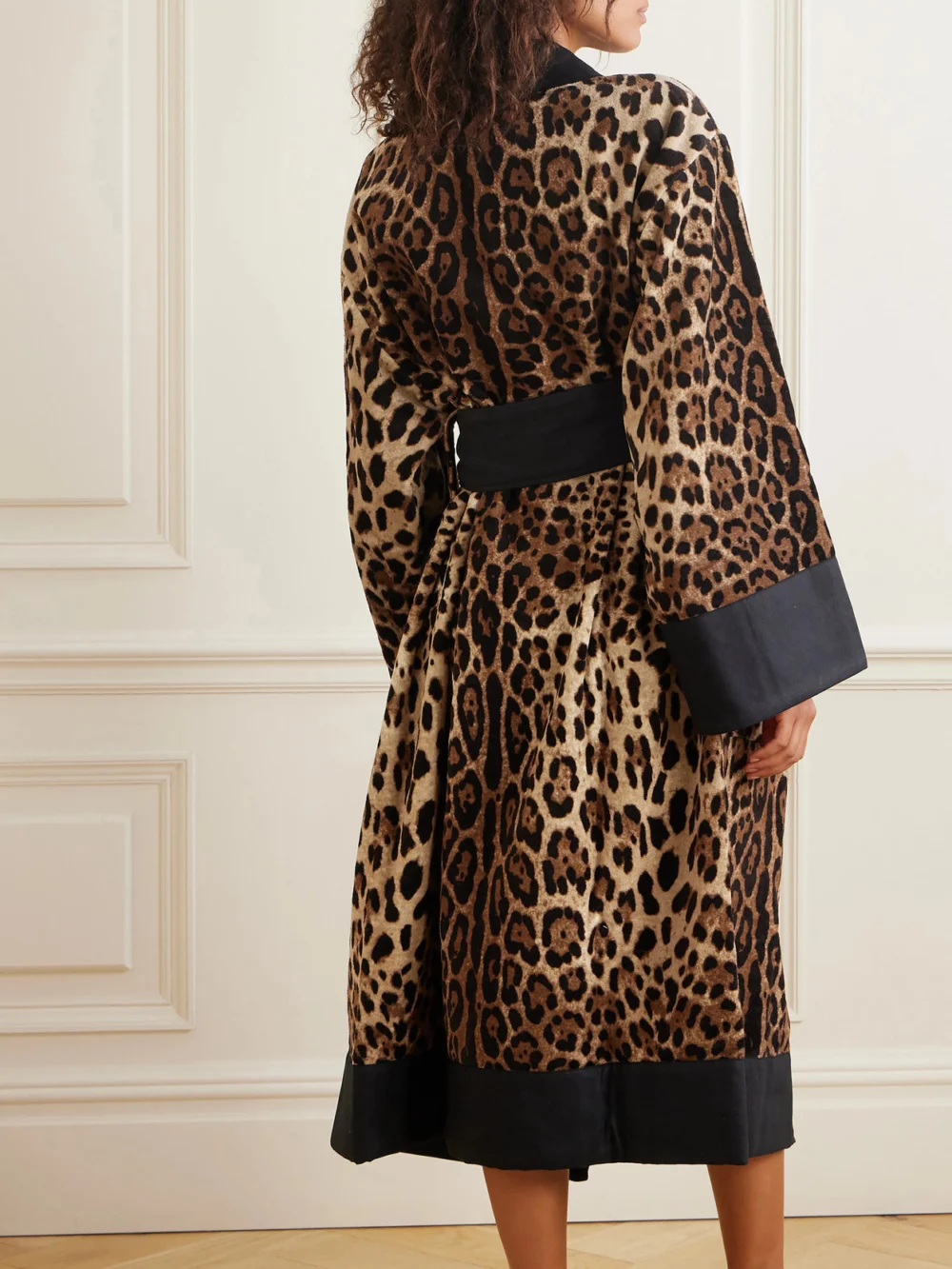Back view of the Dolce & Gabbana Leopard-print Cotton-terry Robe